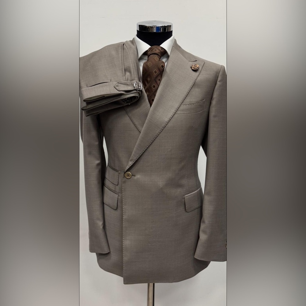 Brown #Double Breasted Single Button Super 180 To… - image 1